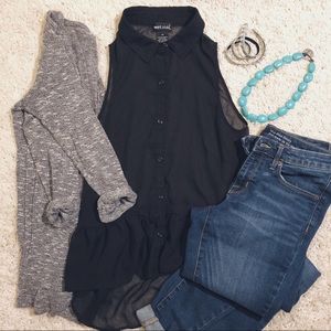 black high-low dress shirt